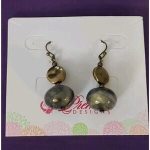 Premier Designs Dangle Earrings Beaded Brass Metallic Faceted New Old Stock
